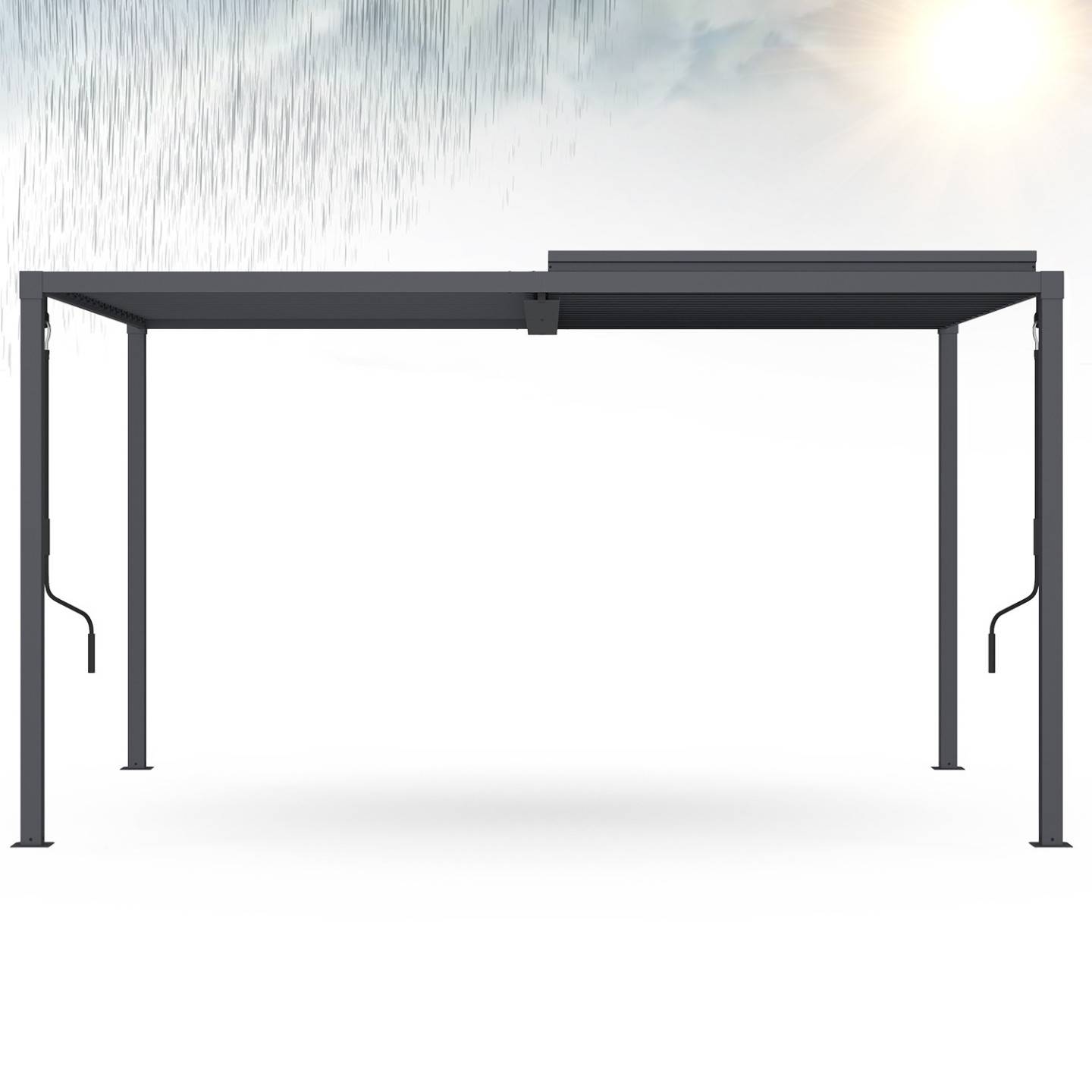 Pergola bioclimatique lames orientables acier 3x4 M gris anthracite - Image 4