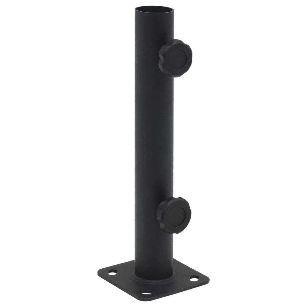 Support de Mât Parasol Acier Base de Fixation au Sol pour Terrasse Balcon Mât Ø32-38mm Noir Mat – ComfortXL Outdoor Living - Image 1
