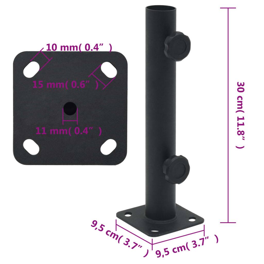 Support de Mât Parasol Acier Base de Fixation au Sol pour Terrasse Balcon Mât Ø32-38mm Noir Mat – ComfortXL Outdoor Living - Image 6