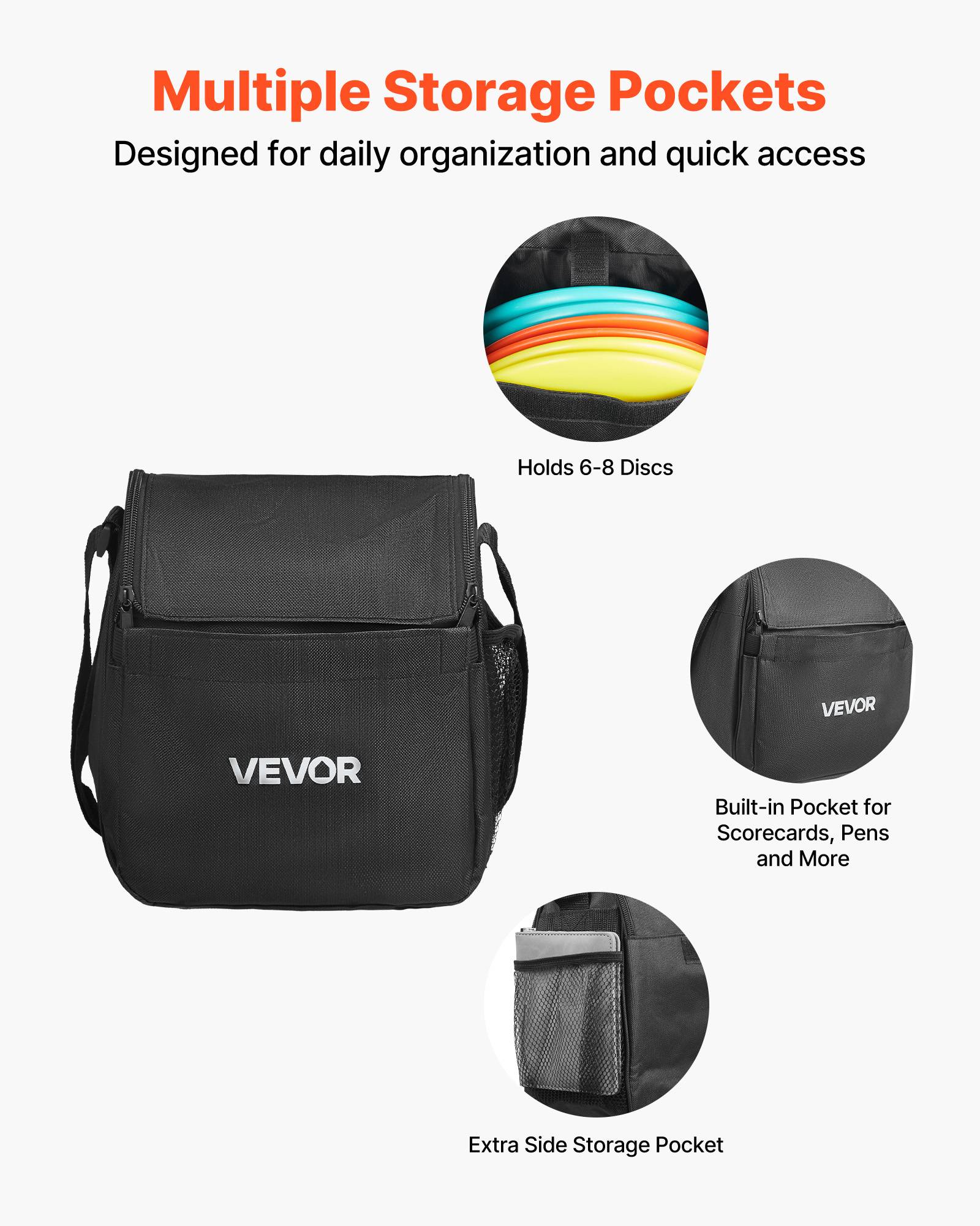 Vevor - VEVOR Ensemble Disc Golf 6+1, disques TPE durables avec putter, mid et driver, mini marqueur et sac à dos 3 poches, pour jardin, parc et plage. - Image 4