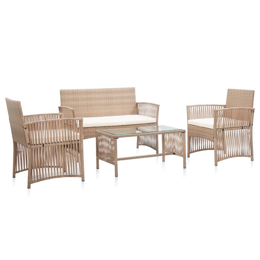 Vidaxl - Salon de jardin 4 pcs avec coussins Résine tressée Beige vidaXL 46436 - Image 1