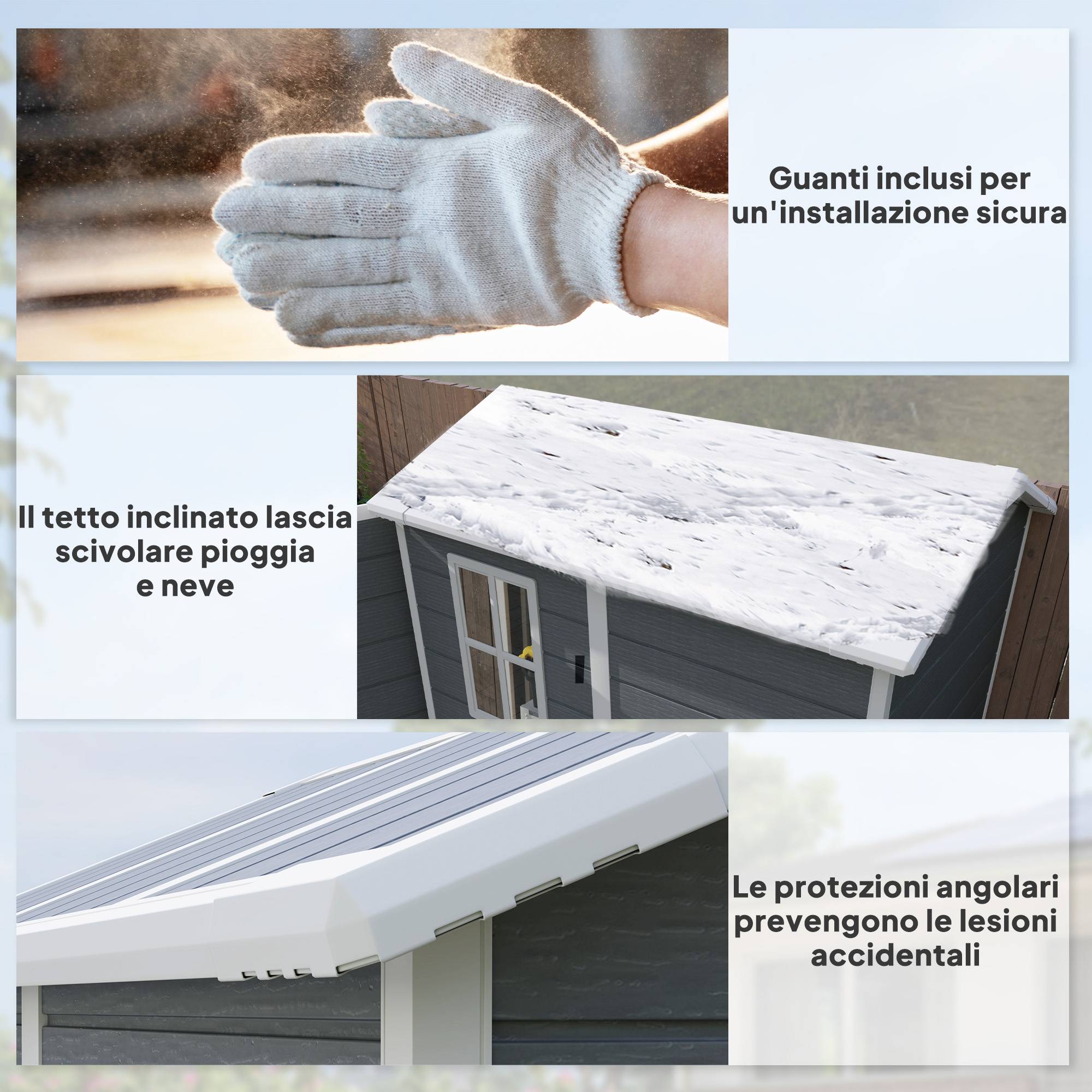 Abri de jardin en résine avec plancher, porte verrouillable et fenêtre, 1,3 x 1,8 m, gris - Image 9