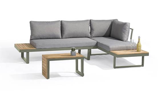 Dcb Garden - Salon de jardin TOKYO en aluminium kaki et bois d'acacia - DCB GARDEN - Image 5