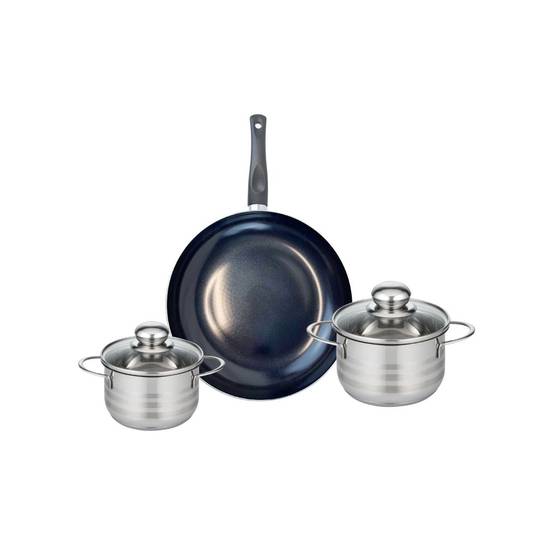 Ensemble de 1 Poêle de cuisson 28 cm et 2 faitouts 14 et 16 cm Elo Prima Brillant - Image 1