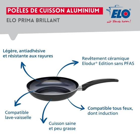 Ensemble de 1 Poêle de cuisson 28 cm et 2 faitouts 14 et 16 cm Elo Prima Brillant - Image 4