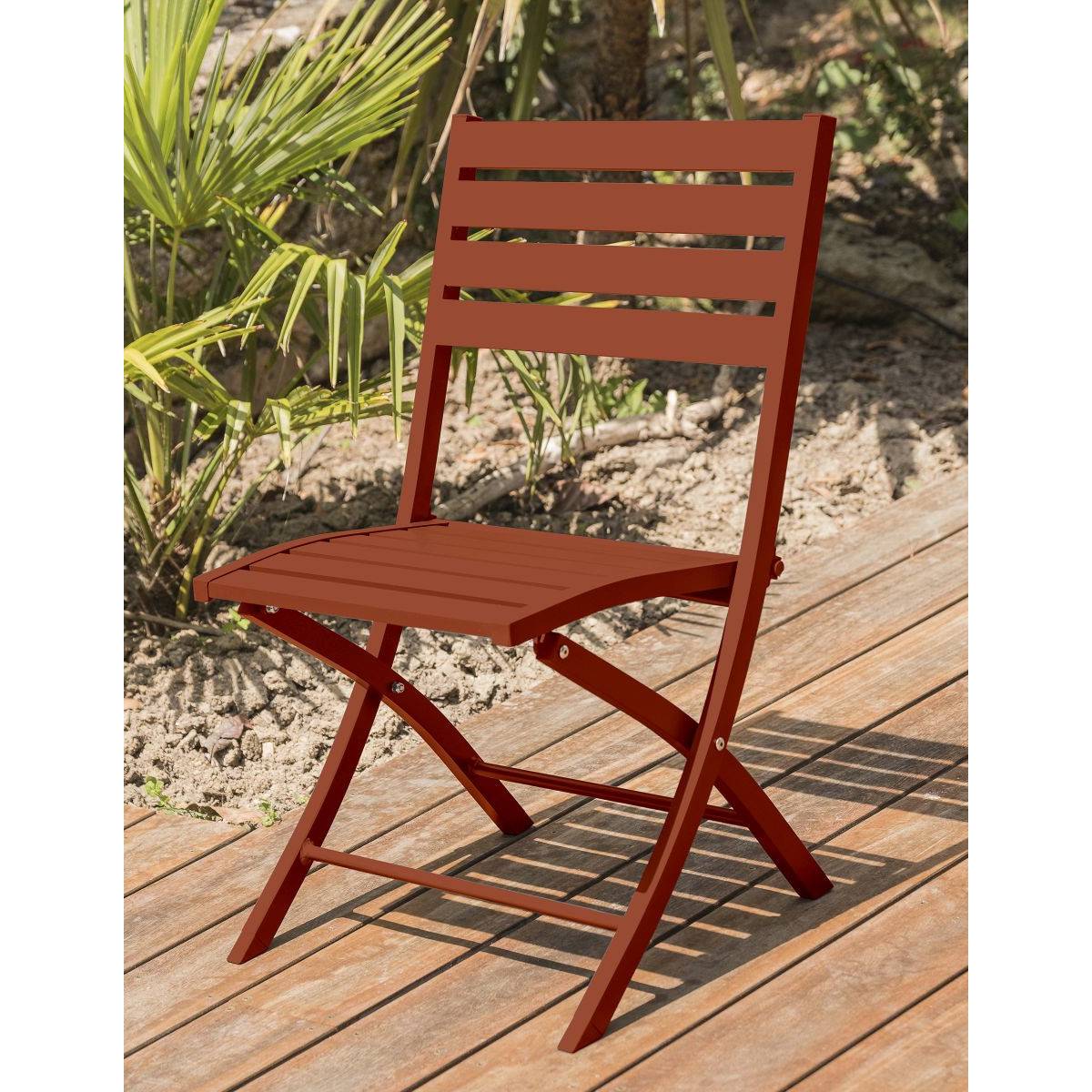 Dcb Garden - Chaise de jardin pliante en aluminium rouge L.46 x l.41 x H.82 cm DCB GARDEN - Image 3