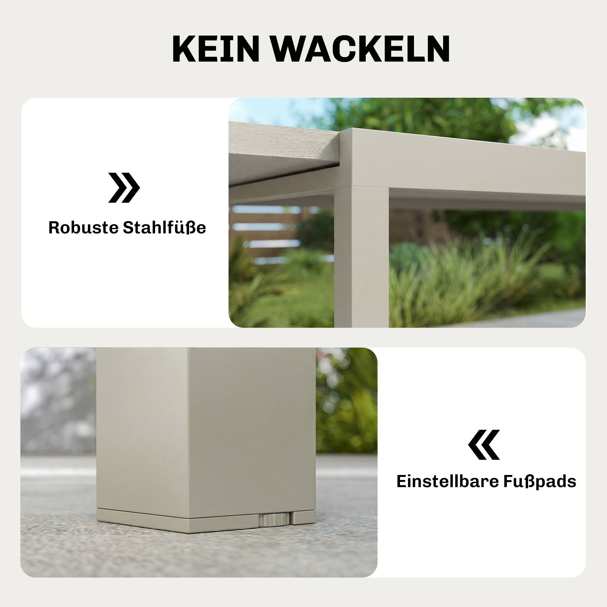 Table de jardin extensible 154/214 x 85 cm, table à manger en aluminium pour 8 à 10 personnes, aspect bois, gris clair - Image 8