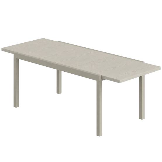 Table de jardin extensible 154/214 x 85 cm, table à manger en aluminium pour 8 à 10 personnes, aspect bois, gris clair - Image 2