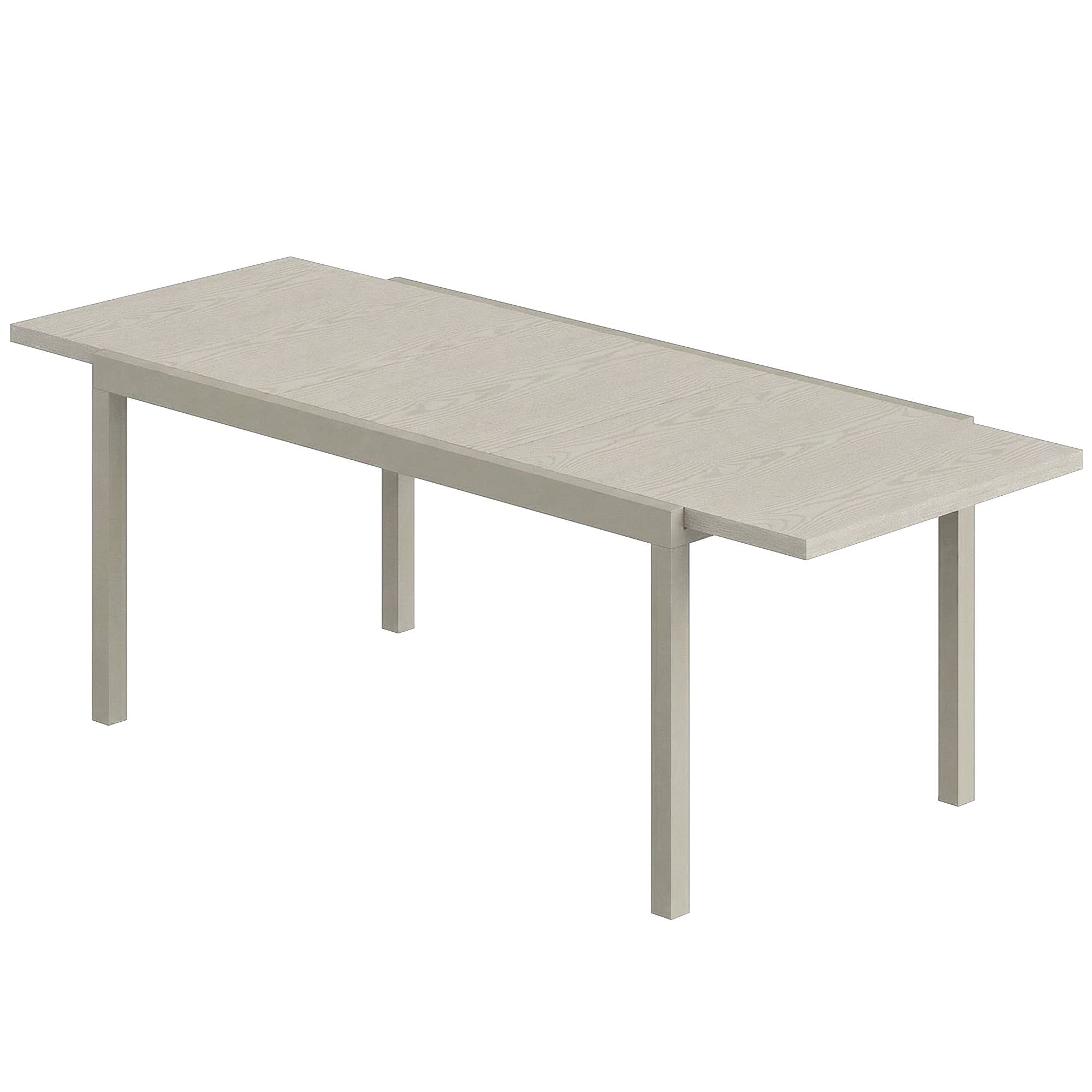 Table de jardin extensible 154/214 x 85 cm, table à manger en aluminium pour 8 à 10 personnes, aspect bois, gris clair - Image 2