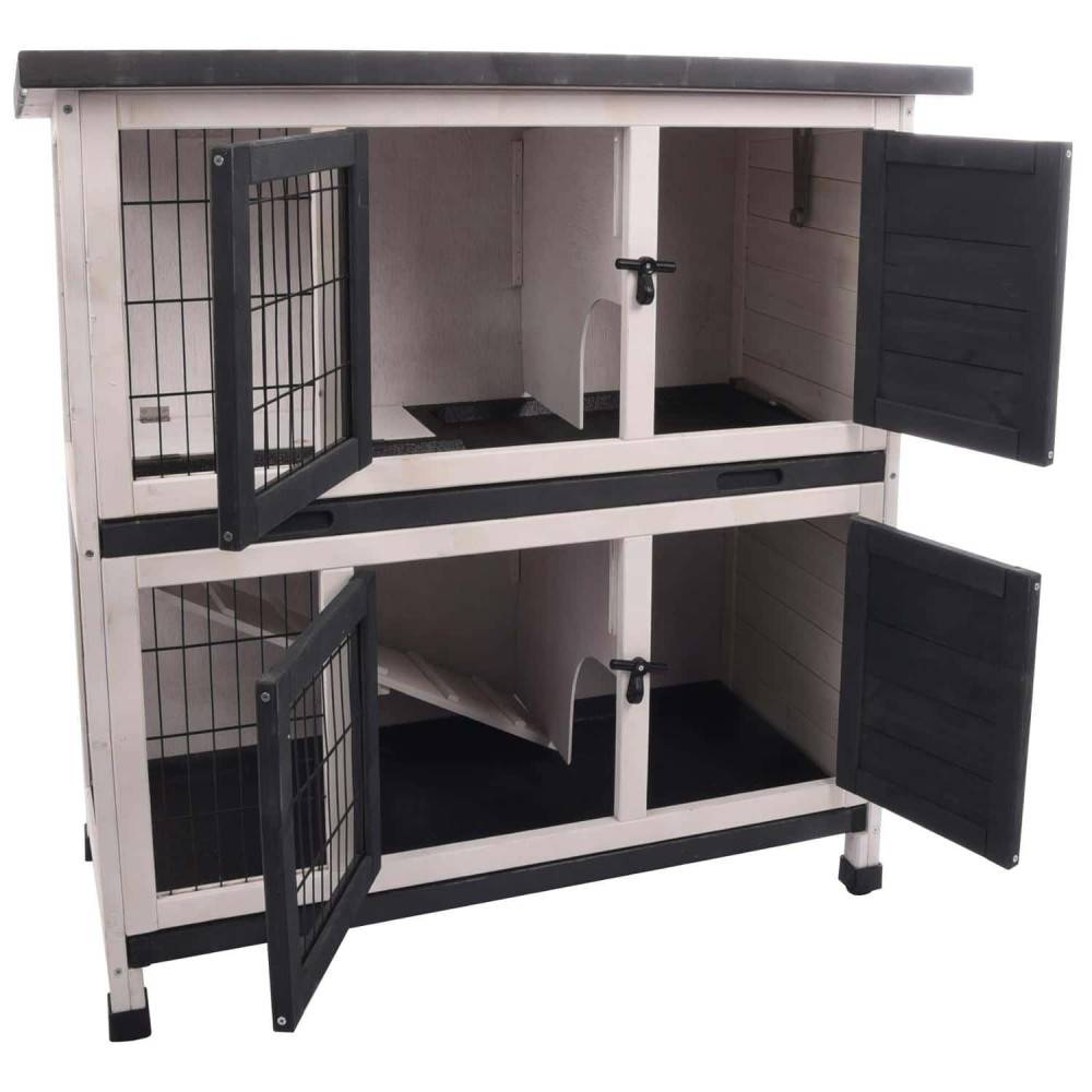 animallparadise - Lapinière bois Combi 1 rustic, 100 x 50 x 102 cm attention cotation toiture - Image 1