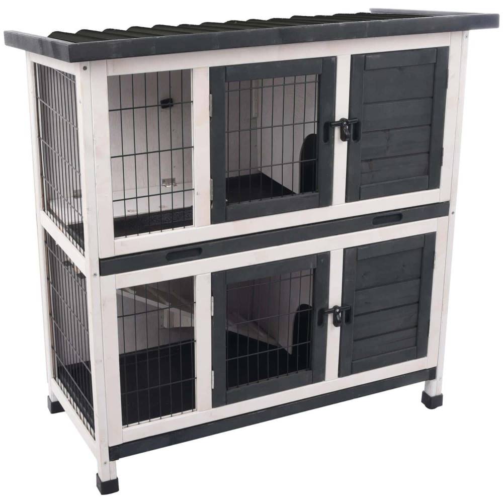 animallparadise - Lapinière bois Combi 1 rustic, 100 x 50 x 102 cm attention cotation toiture - Image 2