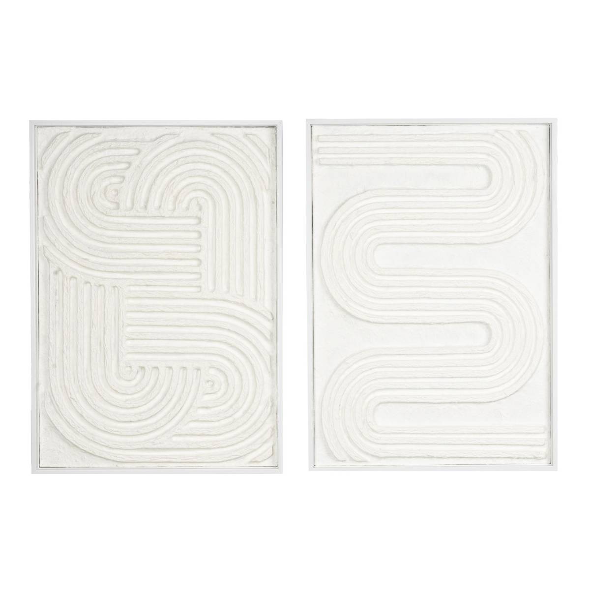 Aubry Gaspard - Cadres en bois blanc motifs abstraits papier maché (Lot de 2) - Image 1