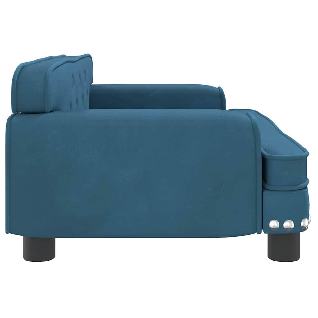 Canapé pour chien velours et bois bleu 70 x 45 x 30 cm - PANGIVO - Image 4