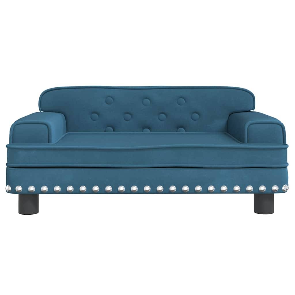 Canapé pour chien velours et bois bleu 70 x 45 x 30 cm - PANGIVO - Image 3