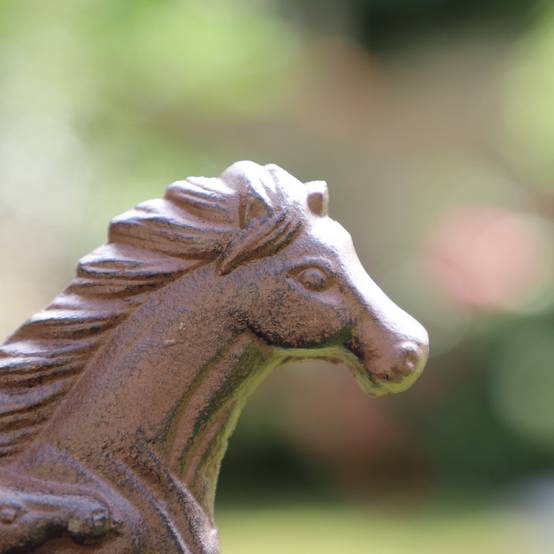 Figurine cheval en fonte marron 17 x 16 cm Chemin de campagne - Image 5
