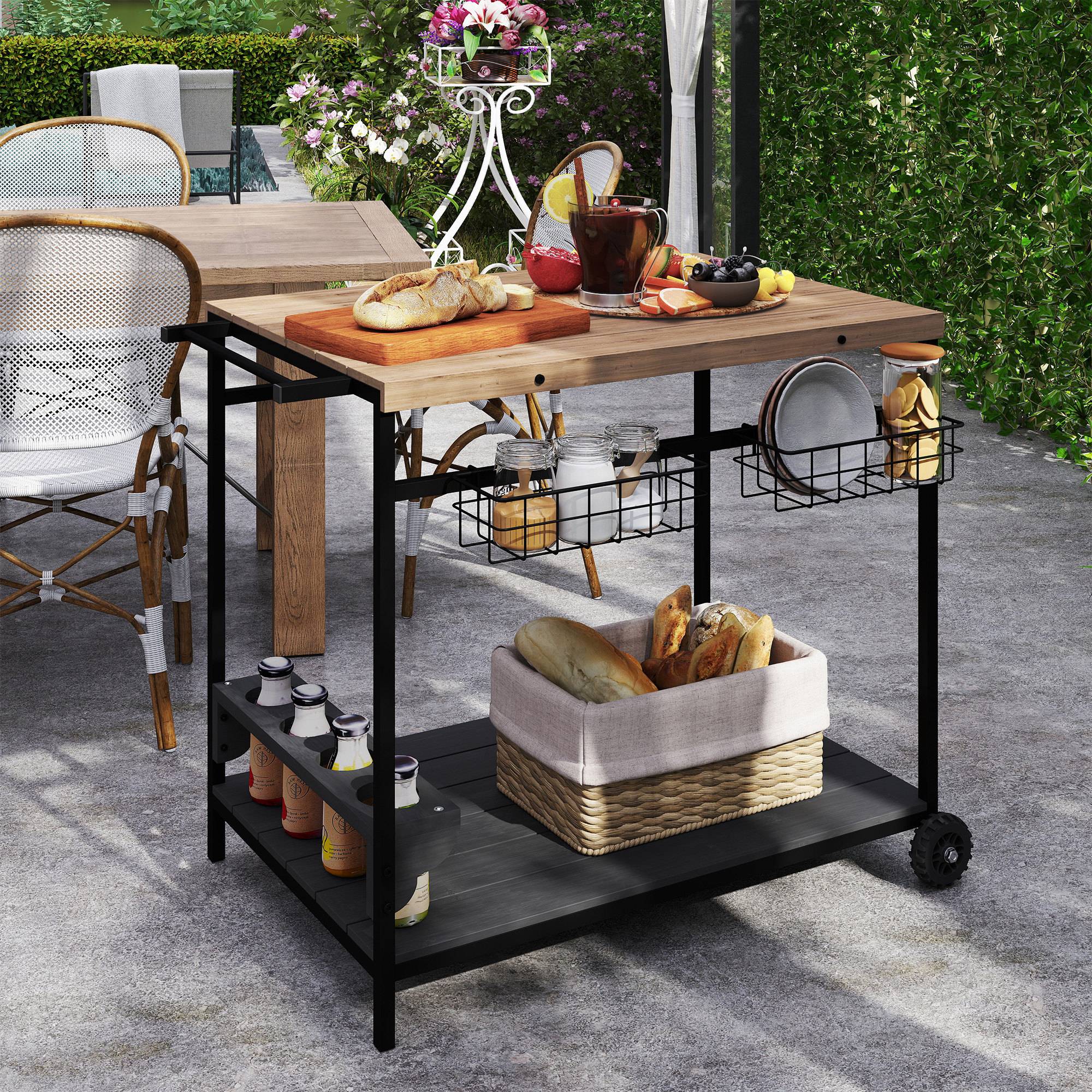 Desserte de jardin bois et métal naturel 97.5 x 65 x 81 cm - PANGIVO - Image 10