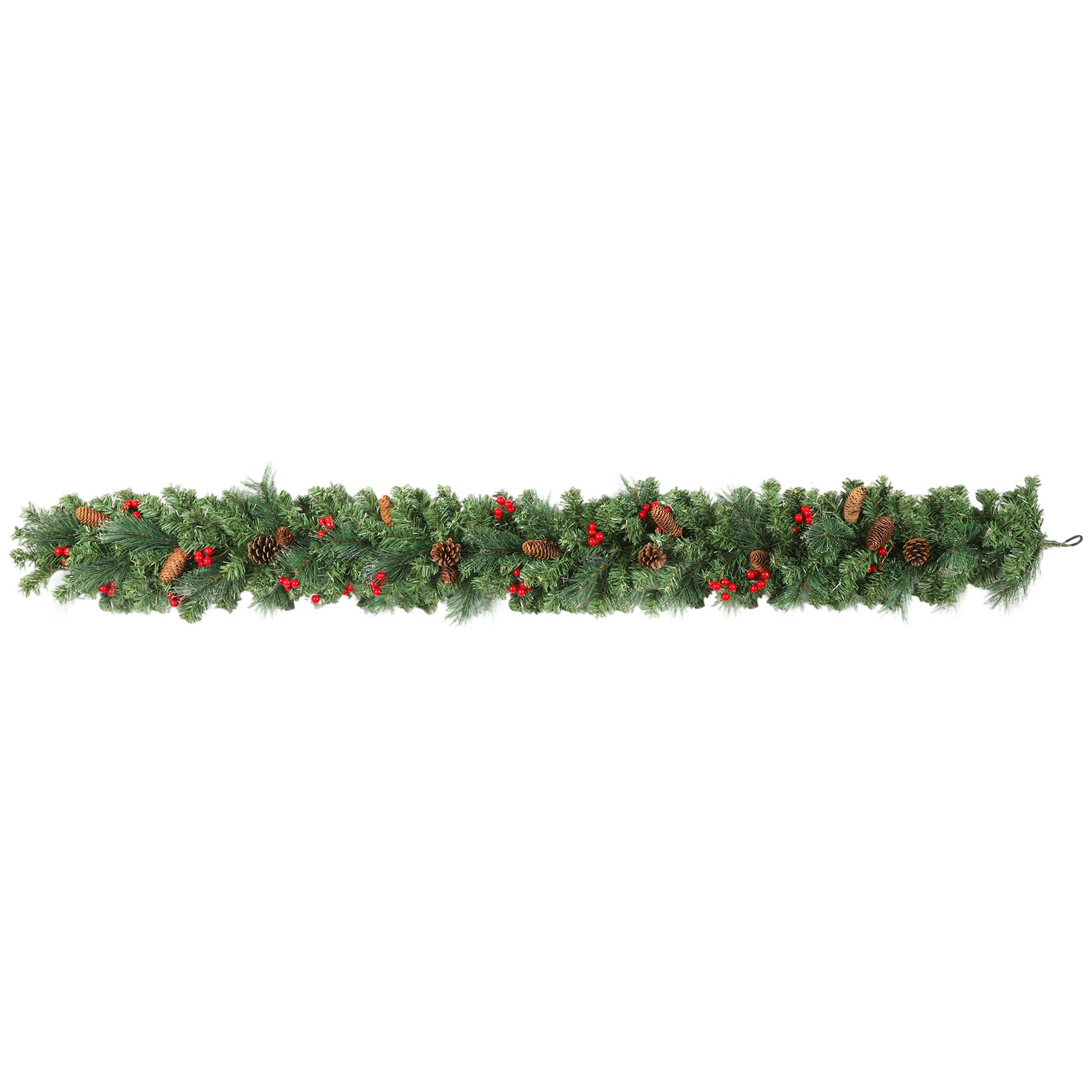 Guirlande de Noël artificielle 180 cm, décoration de Noël, 162 branches denses, pommes de pin, grappes de baies, vert - Image 2