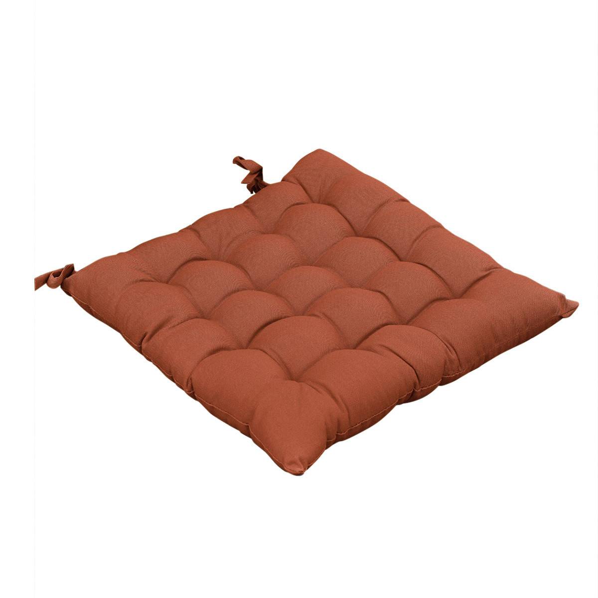 ALTOBUY - Coussin de Chaise Matelassé 38x38cm Coton Coloris Terracotta - SOPHIE - Image 1