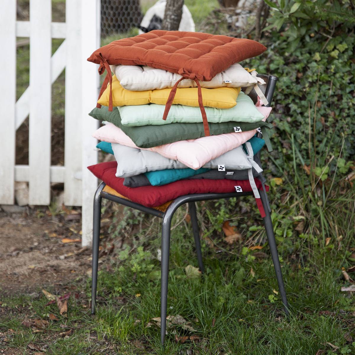 ALTOBUY - Coussin de Chaise Matelassé 38x38cm Coton Coloris Terracotta - SOPHIE - Image 4