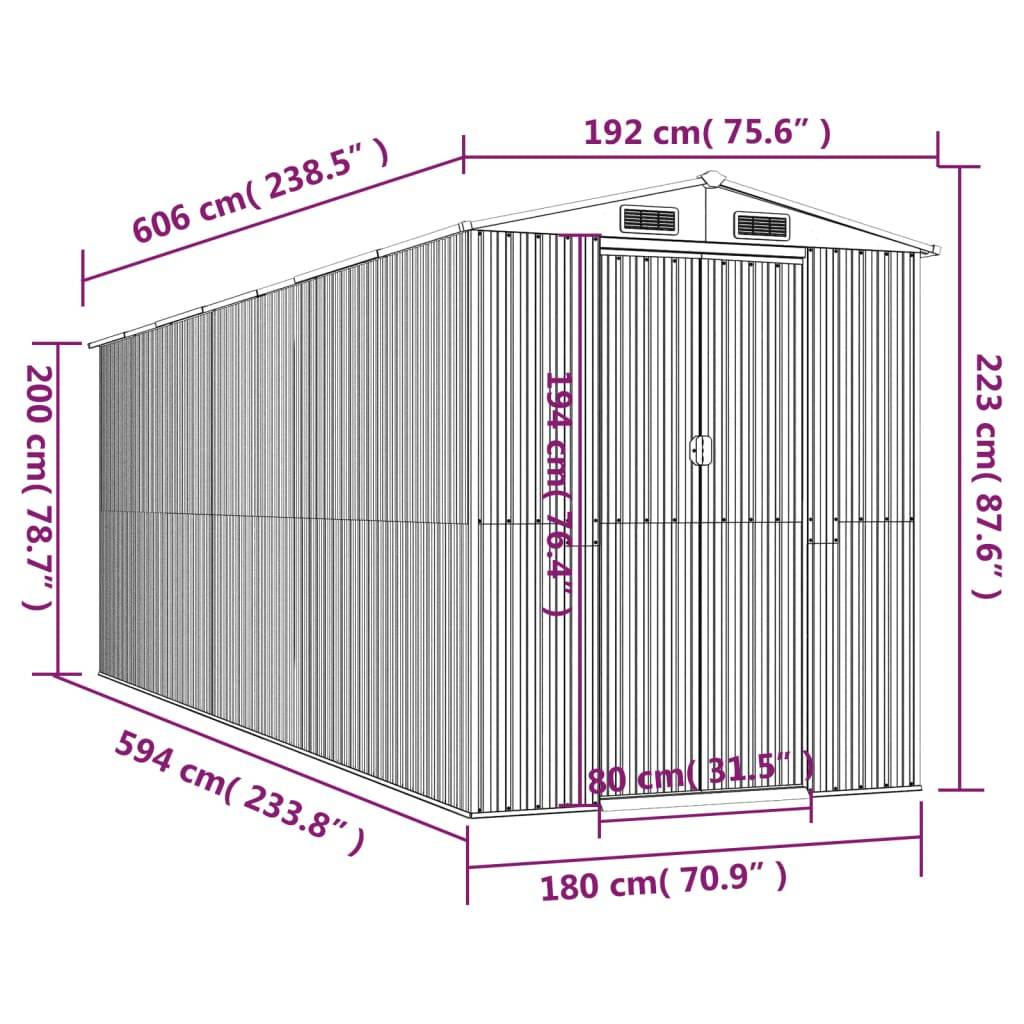 Vidaxl - Abri de jardin Anthracite 192x606x223 cm Métal galvanisé vidaXL 3147454 - Image 3