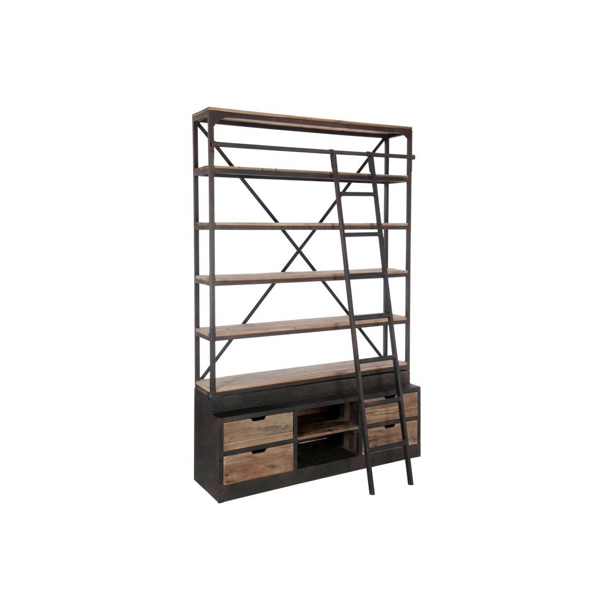 Etagère 4 Niveaux "Echelle" 243cm Naturel & Noir - Image 1