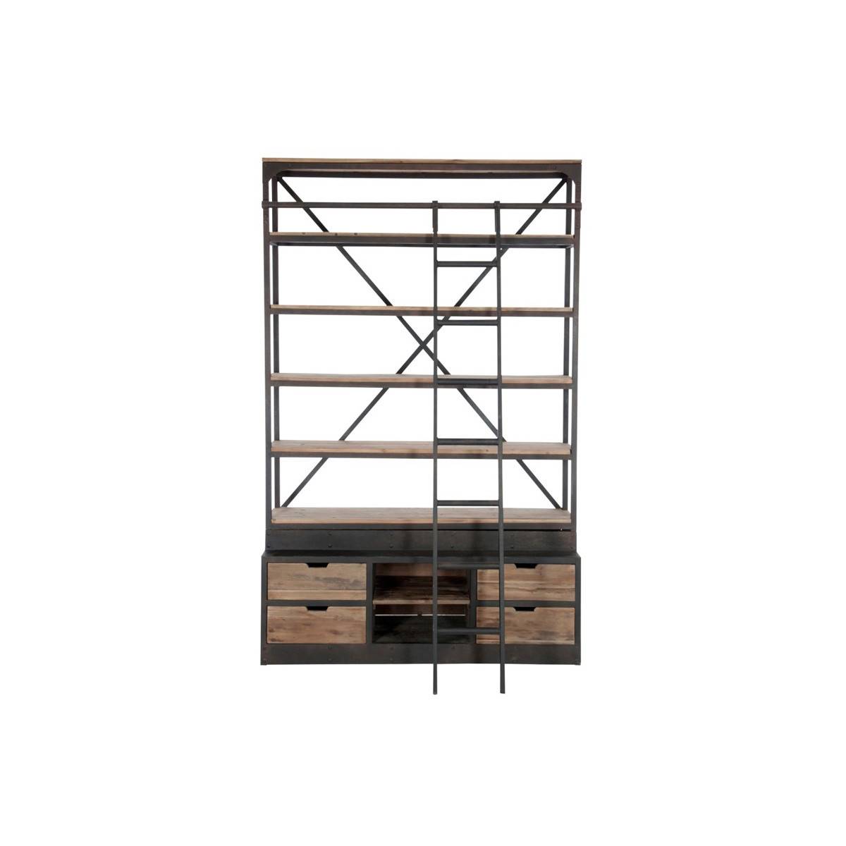 Etagère 4 Niveaux "Echelle" 243cm Naturel & Noir - Image 2