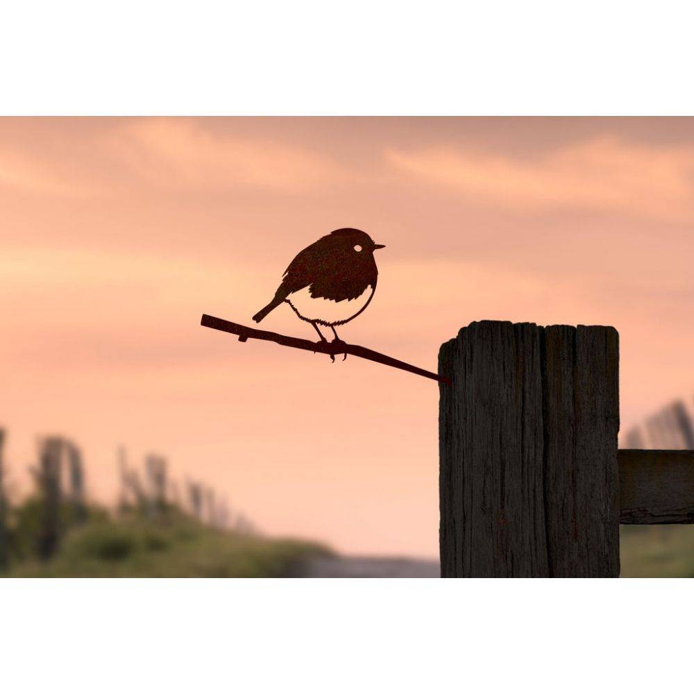 Metalbird - Oiseau à planter rouge gorge en acier corten Hauteur 14cm - Image 3