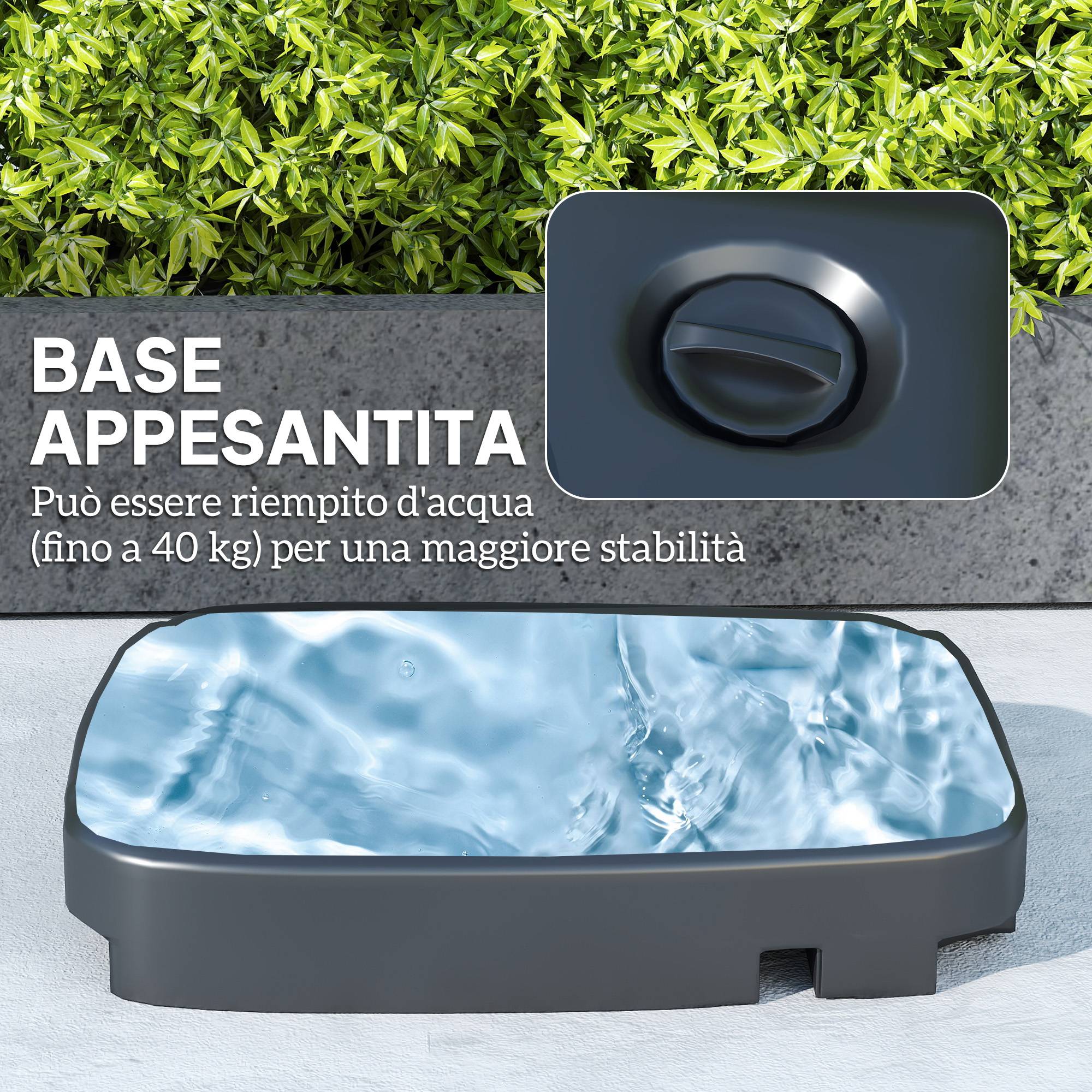 Parasol déporté métal polyester de terrasse base lestable eau incluse 247x247 cm gris foncé - ComfortXL Outdoor Living - Image 6