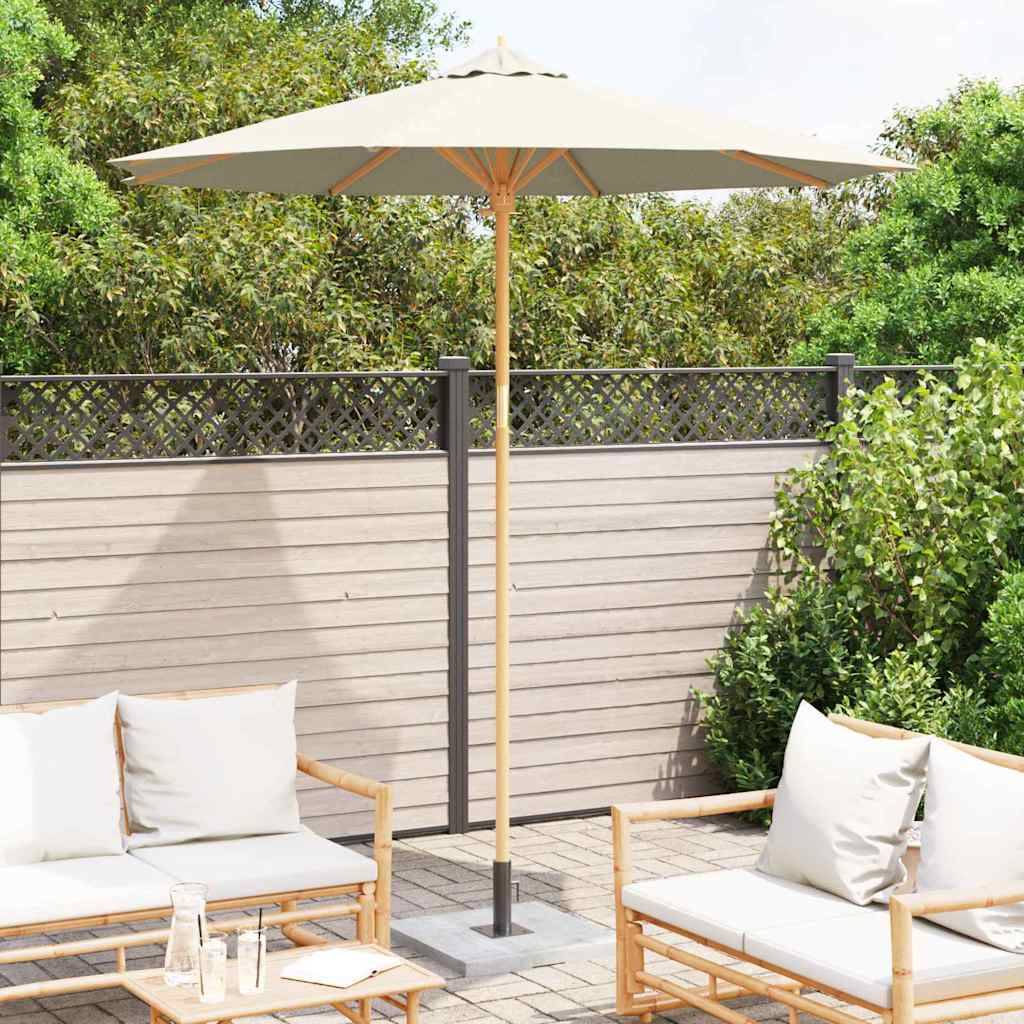 Parasol de jardin | Parasol d'extérieur Blanc crème Ø 270 x 260 cm Bambou Maison Chic - Image 3