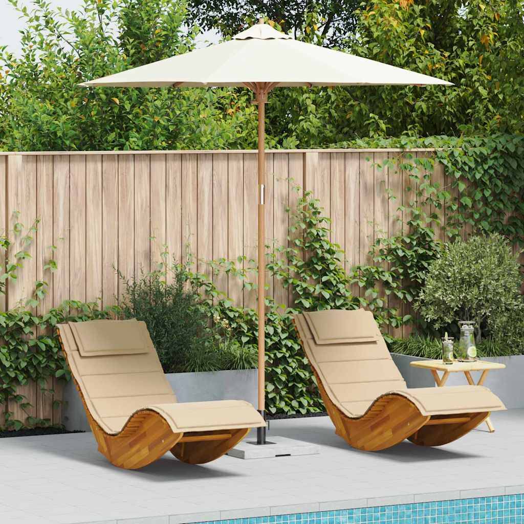 Parasol de jardin | Parasol d'extérieur Blanc crème Ø 270 x 260 cm Bambou Maison Chic - Image 2