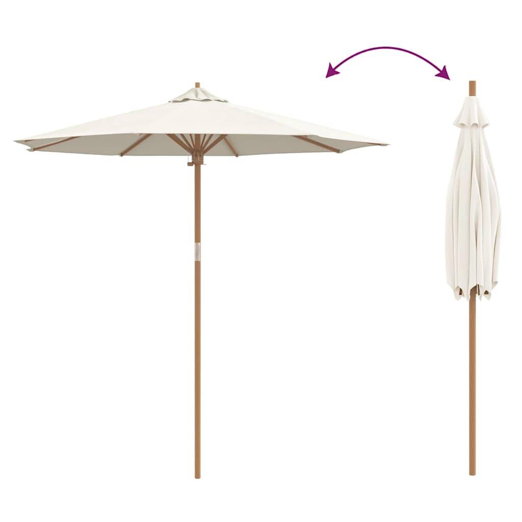 Parasol de jardin | Parasol d'extérieur Blanc crème Ø 270 x 260 cm Bambou Maison Chic - Image 6