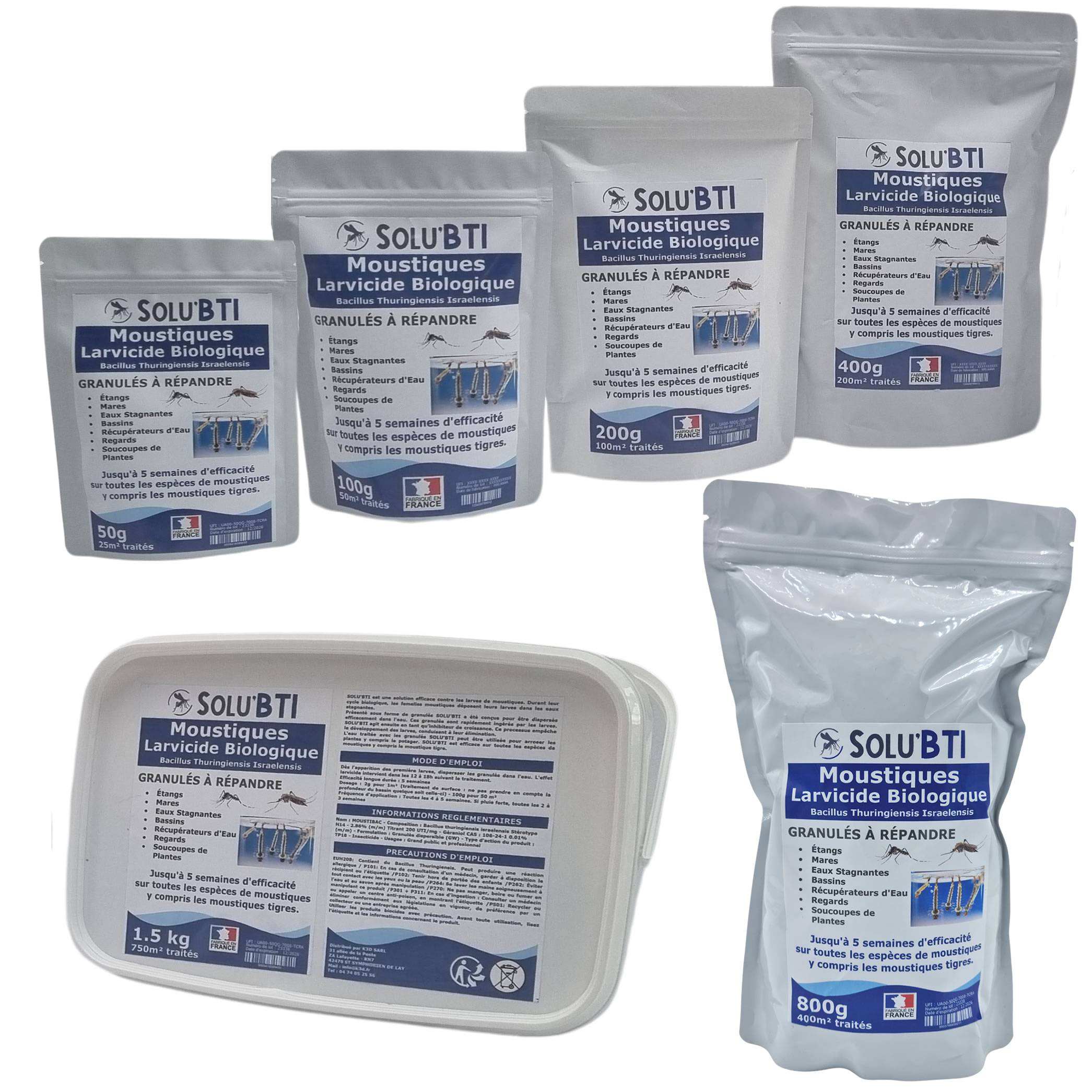 SOLU'BTI - Moustiques - 800 gr de Larvicide Biologique - BTI - Bacillus Thuringiensis - Image 2