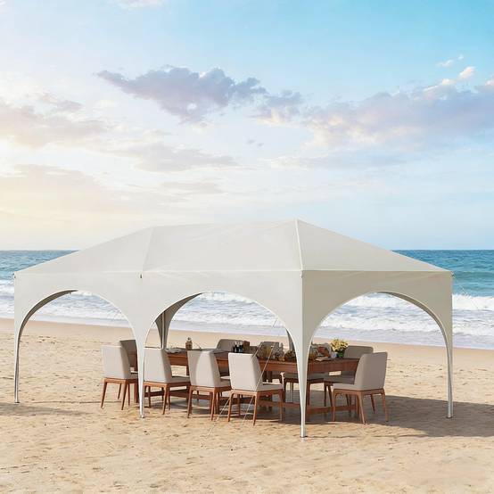 Tente de réception pliante Acier Oxford Jardin Événements Imperméable Anti-UV 3x6m Beige - ComfortXL Outdoor Living - Image 5