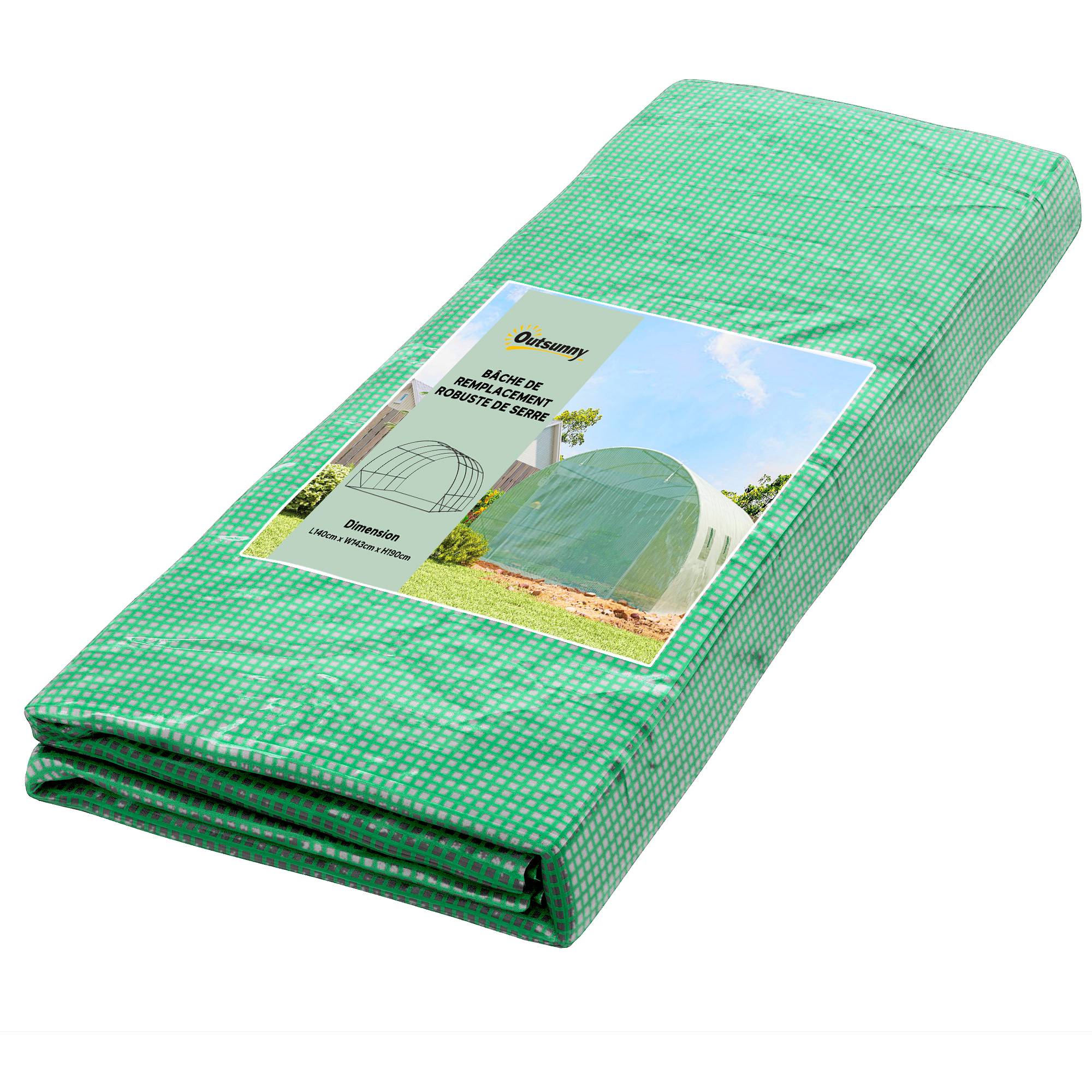 Sans Marque - Bâche rechange serre tunnel 12 m² 4x3x2 m PE imperméable UV 8 fenêtres porte zippée serre verte - Image 1