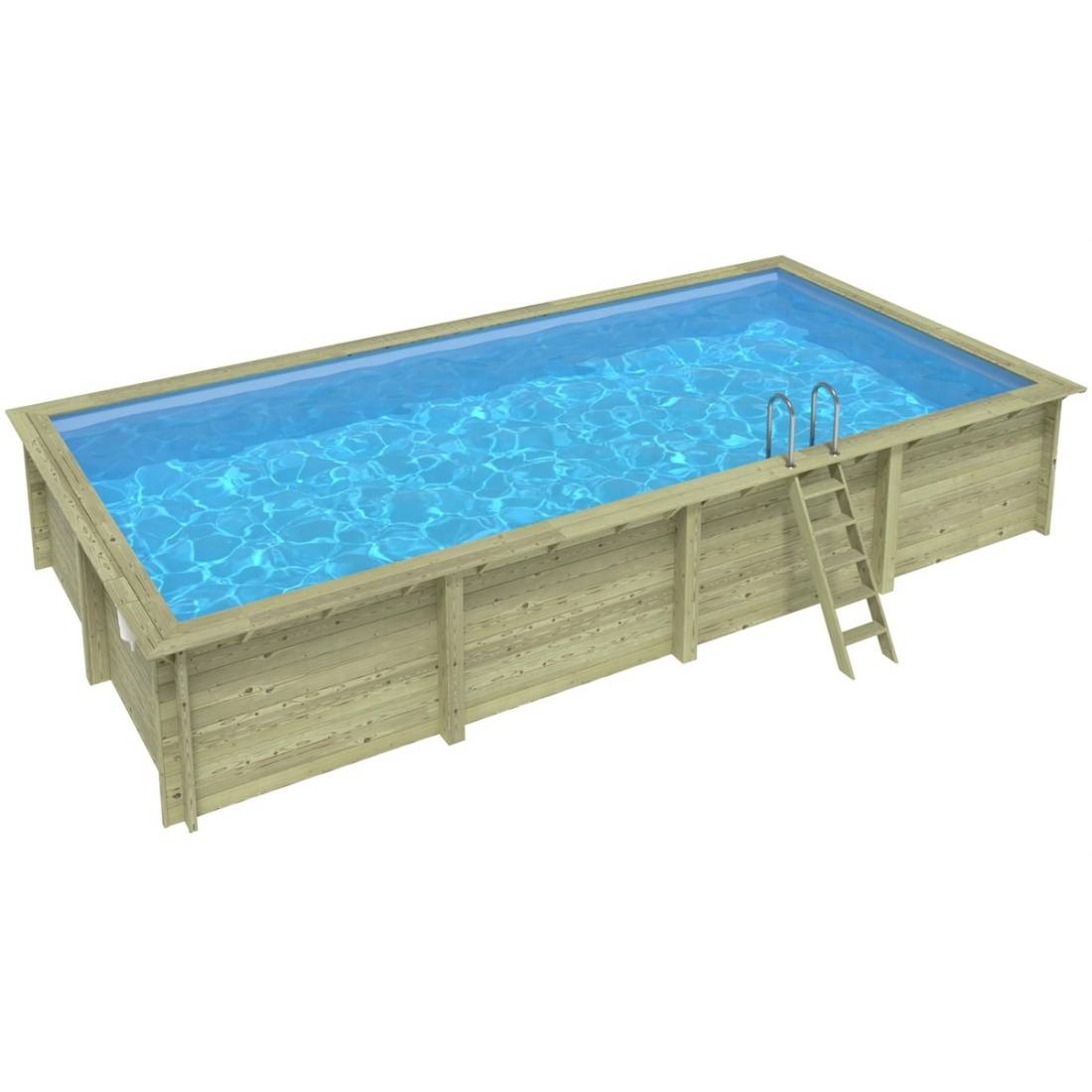Altanka - Piscine hors sol en bois AQUA 8.5 x 4.35 - H.1.45 m, bleu pâle, fixations à sceller - BAS7309OSPI - ALTANKA - Image 1