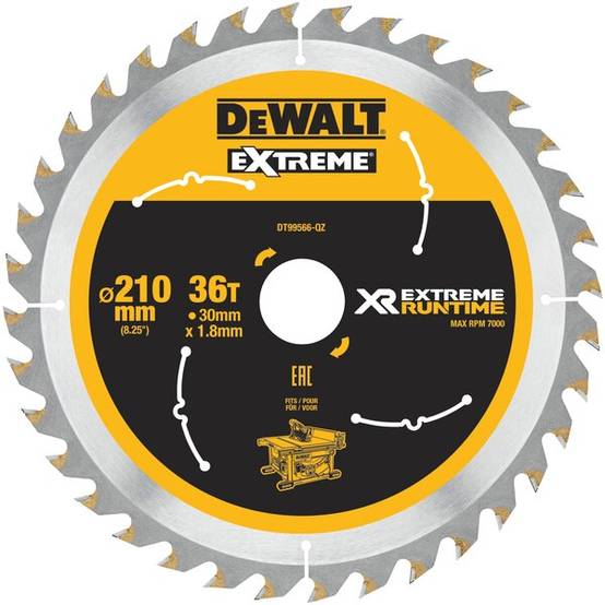 Lame scie à table 210x30 mm 36 Dents XR Extrême runtime DEWALT - DT99566