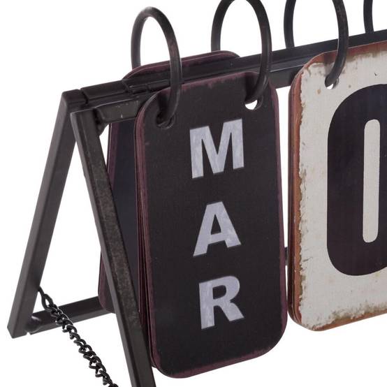 Calendrier Vintage en Métal "Perpétuel" 27cm Noir - Image 3