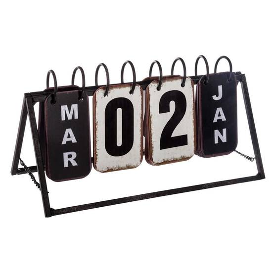 Calendrier Vintage en Métal "Perpétuel" 27cm Noir - Image 1