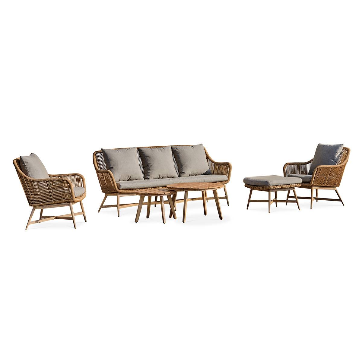 Dcb Garden - Salon de Jardin 5 Places "Palmas" 188cm Naturel & Gris - Image 1