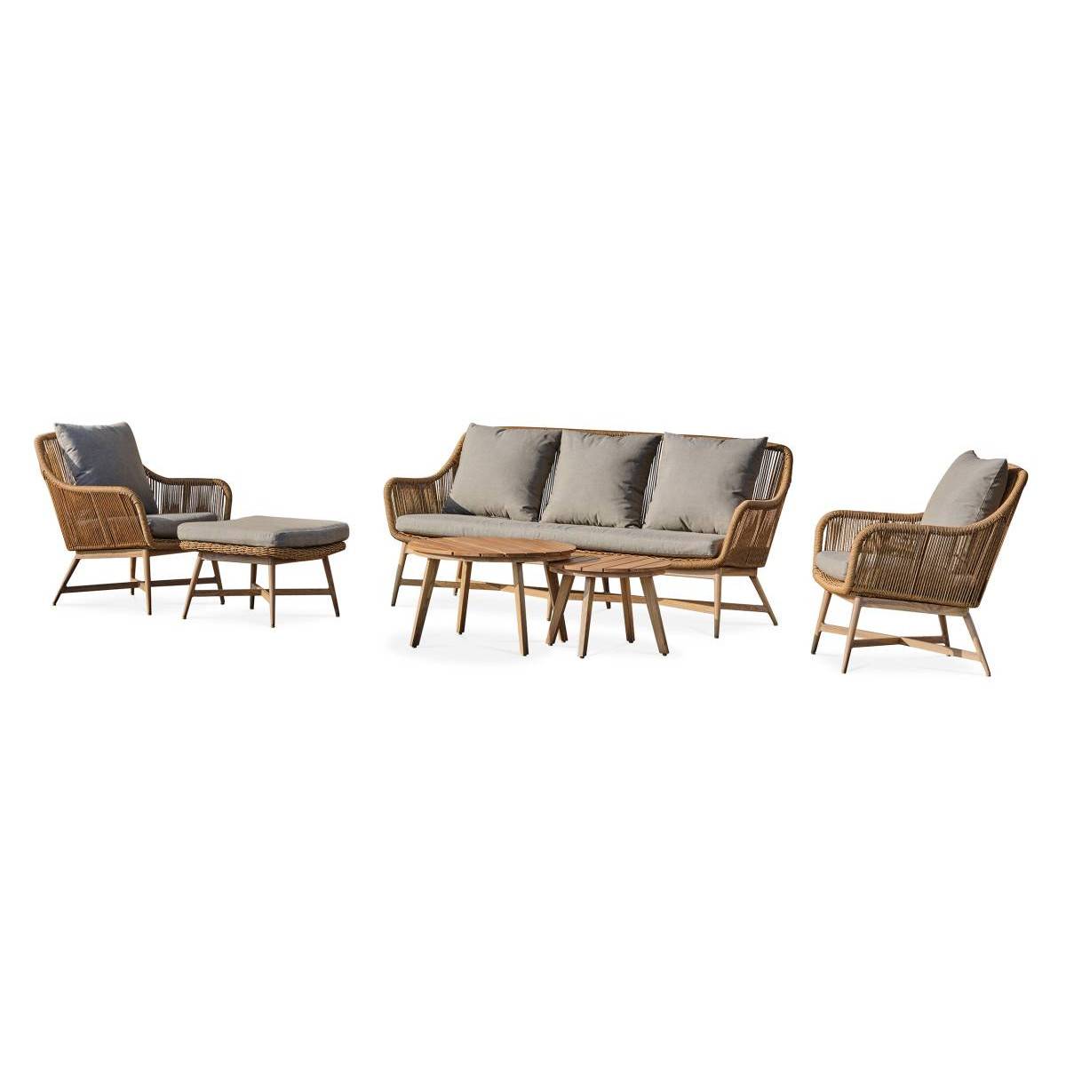 Dcb Garden - Salon de Jardin 5 Places "Palmas" 188cm Naturel & Gris - Image 2