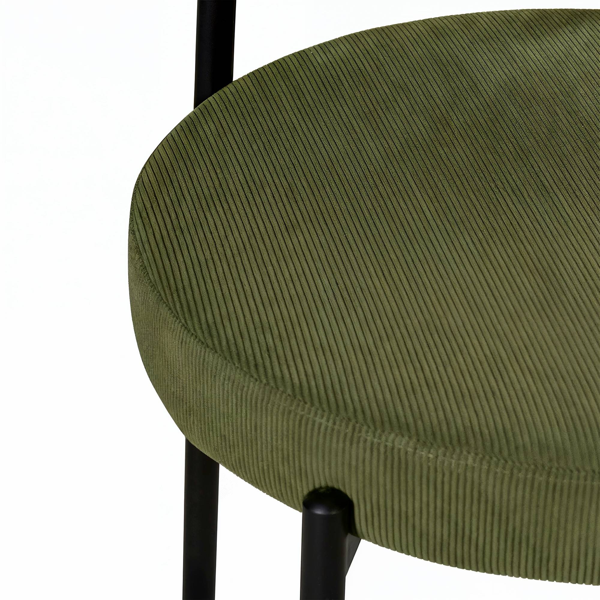 Sicaan Lot de 4 chaises rembourrées velours côtelé kaki et pieds métal noir IRIS - Image 7