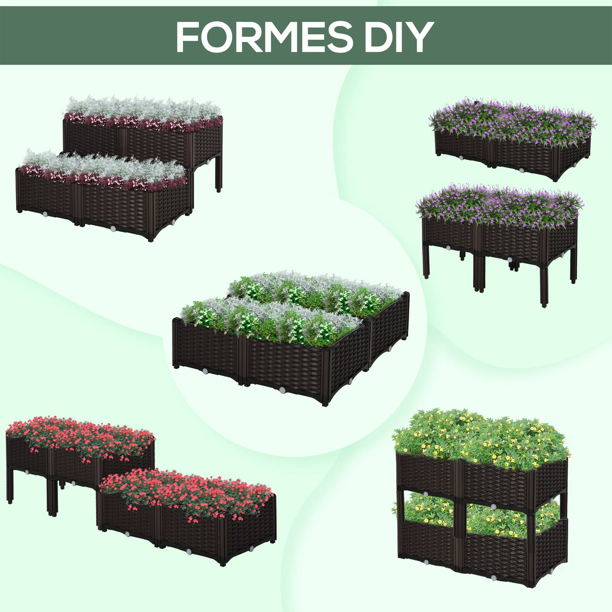 ComfortXL - Carré potager sur pieds plastique balcon terrasse culture facile 80x80x44cm marron - ComfortXL Outdoor Living - Image 9