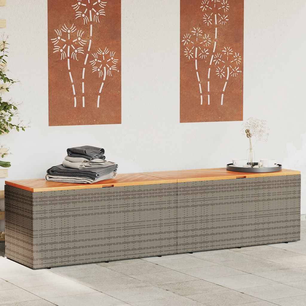 PANGIVO - Coffre de rangement de jardin résine tressée et bois d'acacia gris 220 x 50 x 54 cm - PANGIVO - Image 1