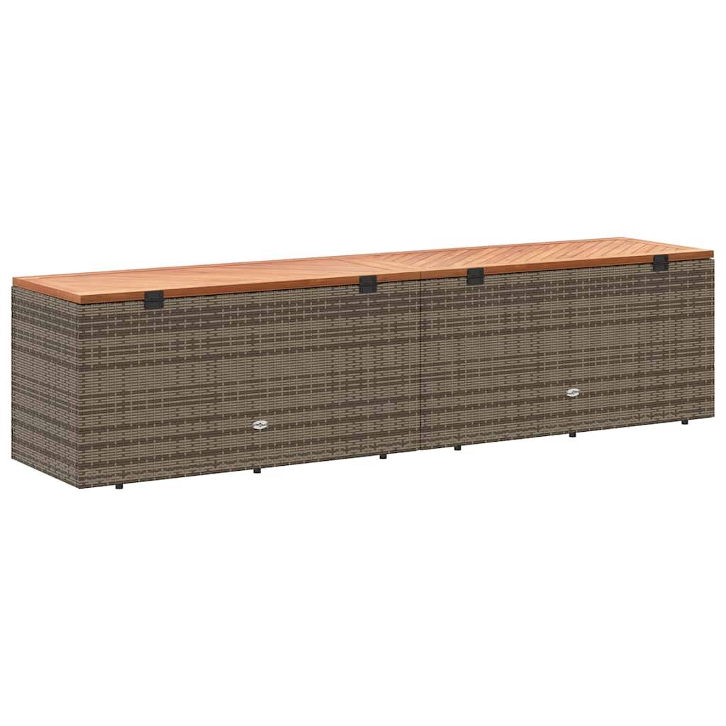 PANGIVO - Coffre de rangement de jardin résine tressée et bois d'acacia gris 220 x 50 x 54 cm - PANGIVO - Image 6