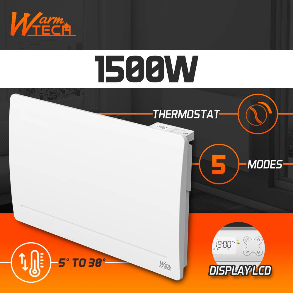 Radiateur inertie fonte 1500 W - IP24 - NF - Fil pilote 6 ordres. - Image 2