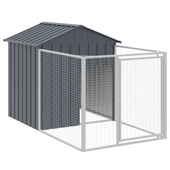 Chenil Niche pour Chien Acier Galvanisé avec Enclos Spacieux et Toit Anthracite - ComfortXL Pet Living - Image 6
