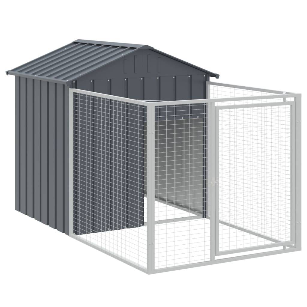 Chenil Niche pour Chien Acier Galvanisé avec Enclos Spacieux et Toit Anthracite - ComfortXL Pet Living - Image 6