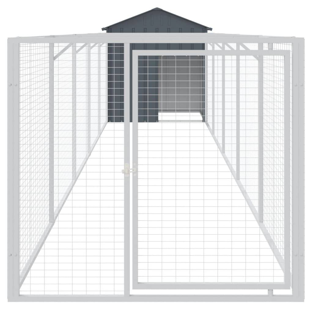 Chenil Niche pour Chien Acier Galvanisé avec Enclos Spacieux et Toit Anthracite - ComfortXL Pet Living - Image 3