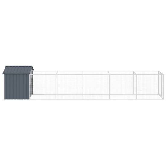 Chenil Niche pour Chien Acier Galvanisé avec Enclos Spacieux et Toit Anthracite - ComfortXL Pet Living - Image 4