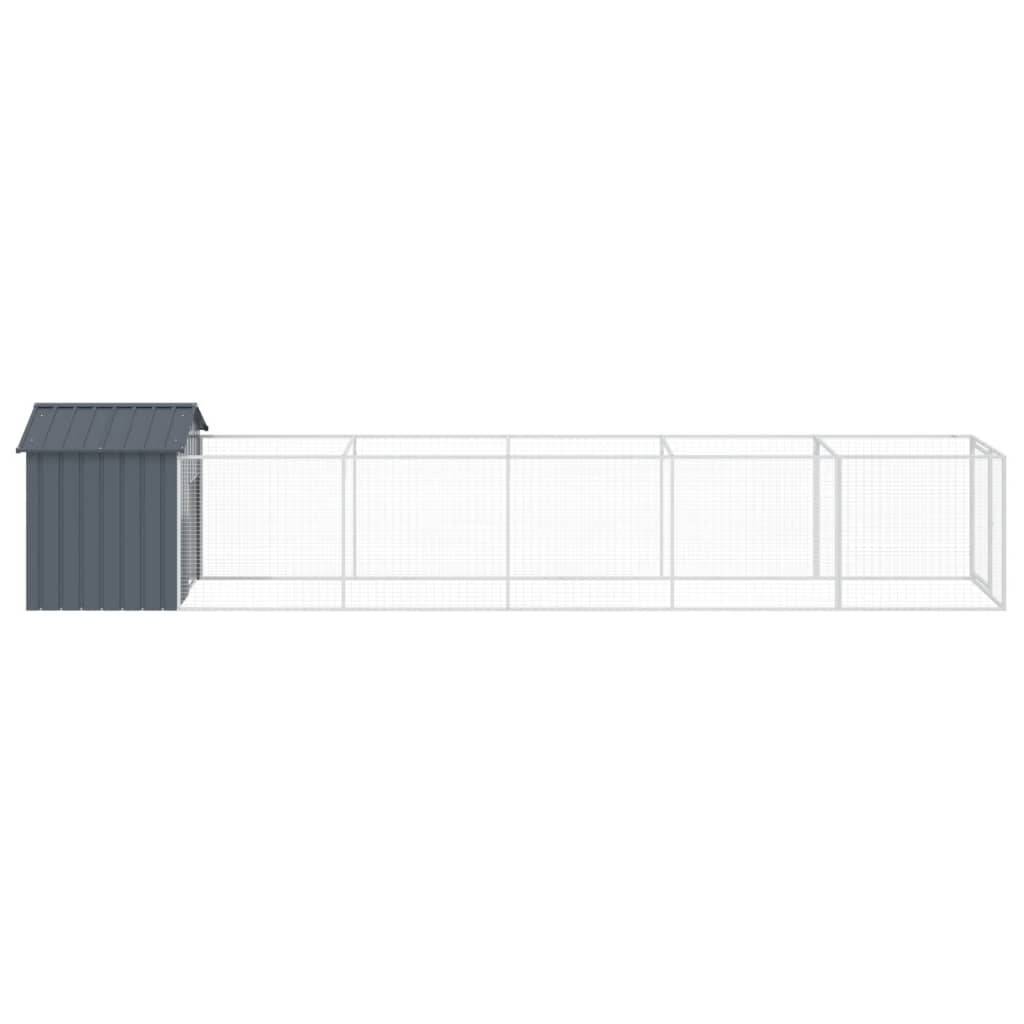 Chenil Niche pour Chien Acier Galvanisé avec Enclos Spacieux et Toit Anthracite - ComfortXL Pet Living - Image 4